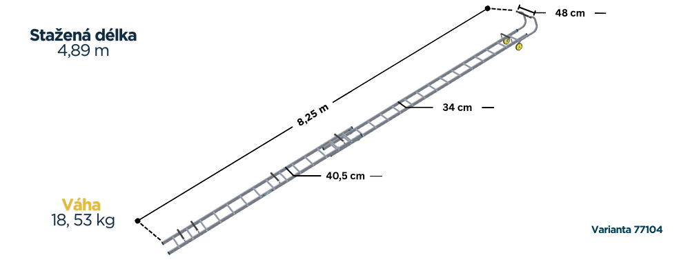 WERNER Stresni zebrik 4,89m detail 1